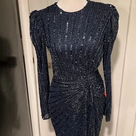 Mac Duggal 5641 - Long Sleeve Embellished Evening Dress size 2 NWT